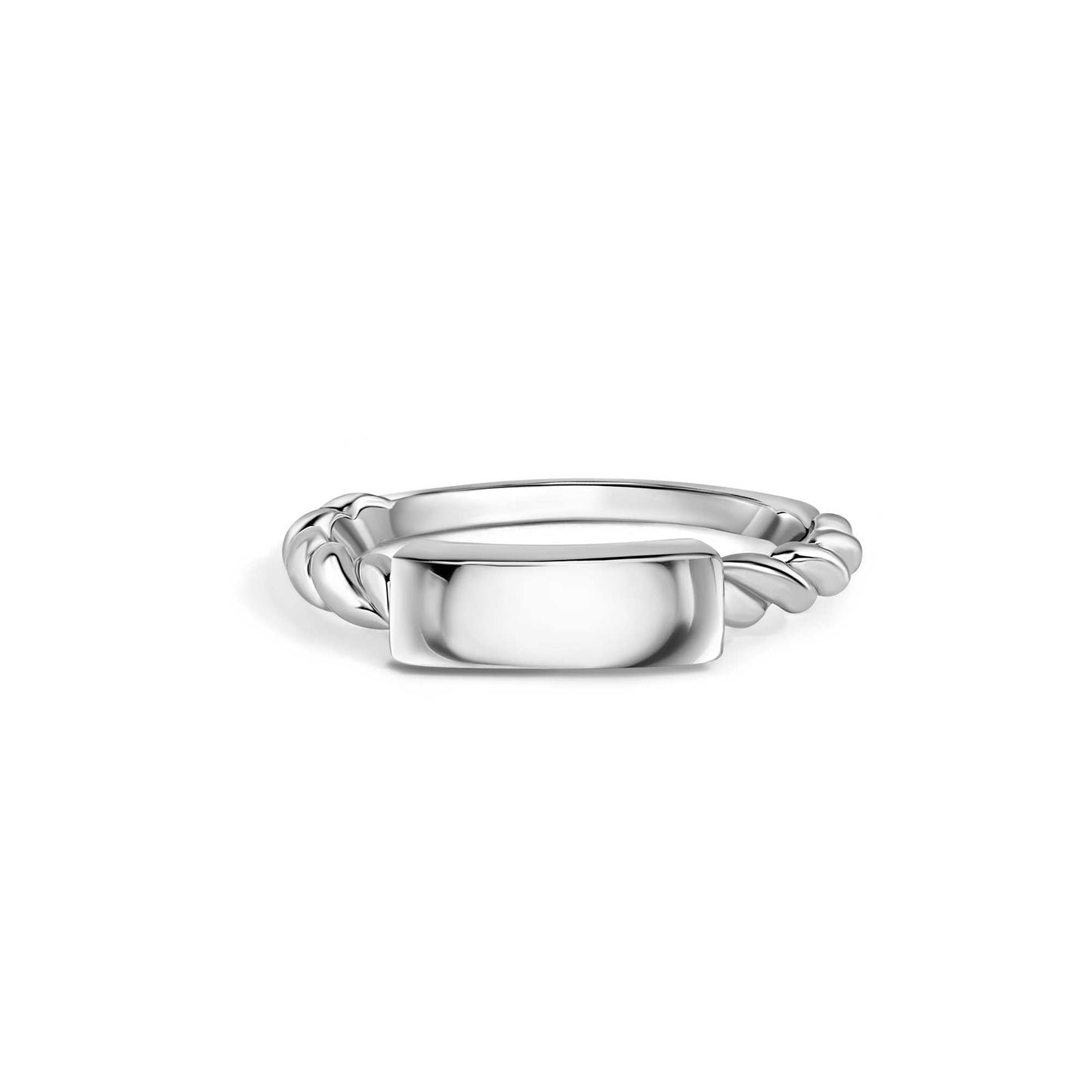 925 Sterling Silver Nickel Free Rhodium Plated Bar Tag Design Ring Sizes 5-9