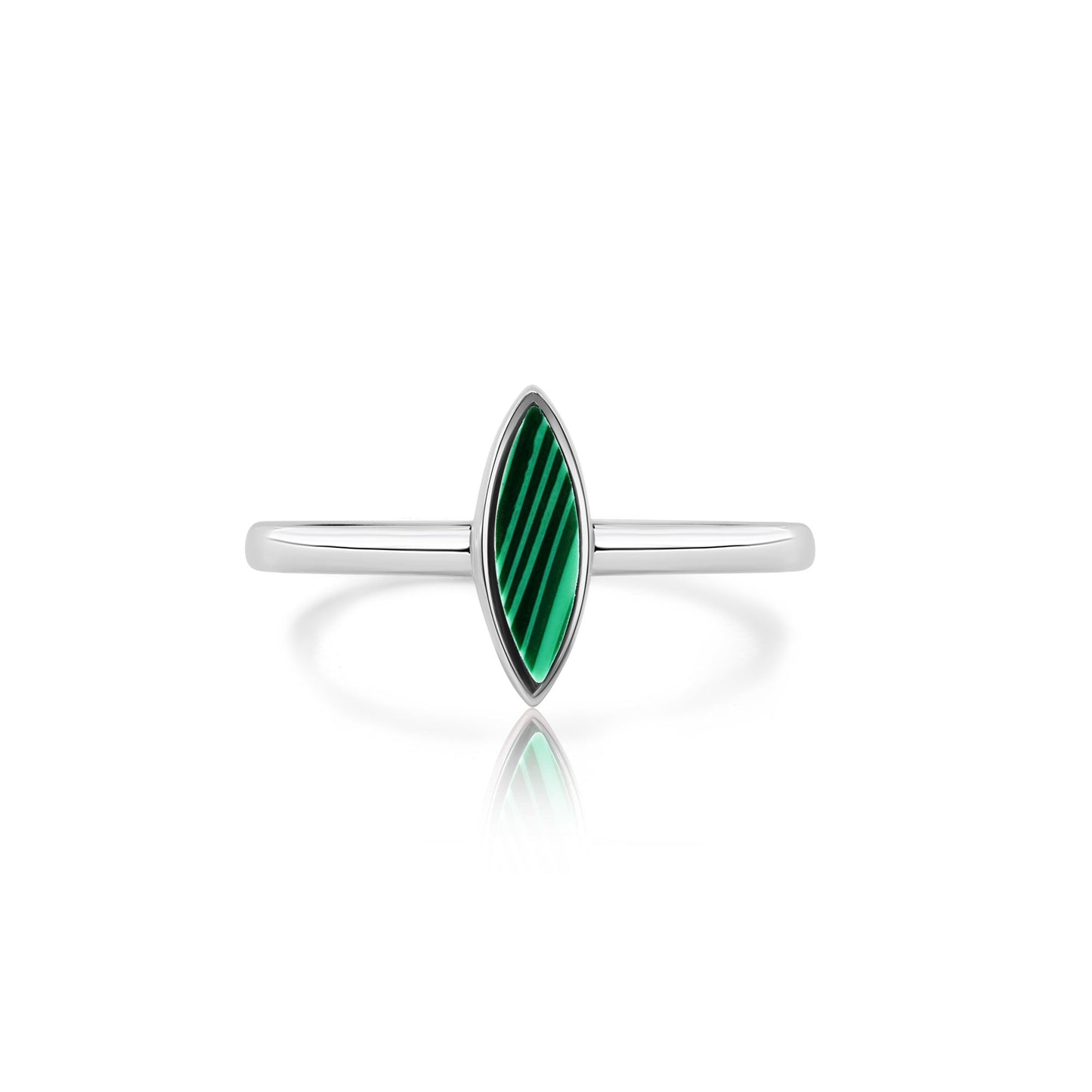 Rhodium Plated 925 Sterling Silver Green Accent Cat's Eye Ring Band Sizes 5-9