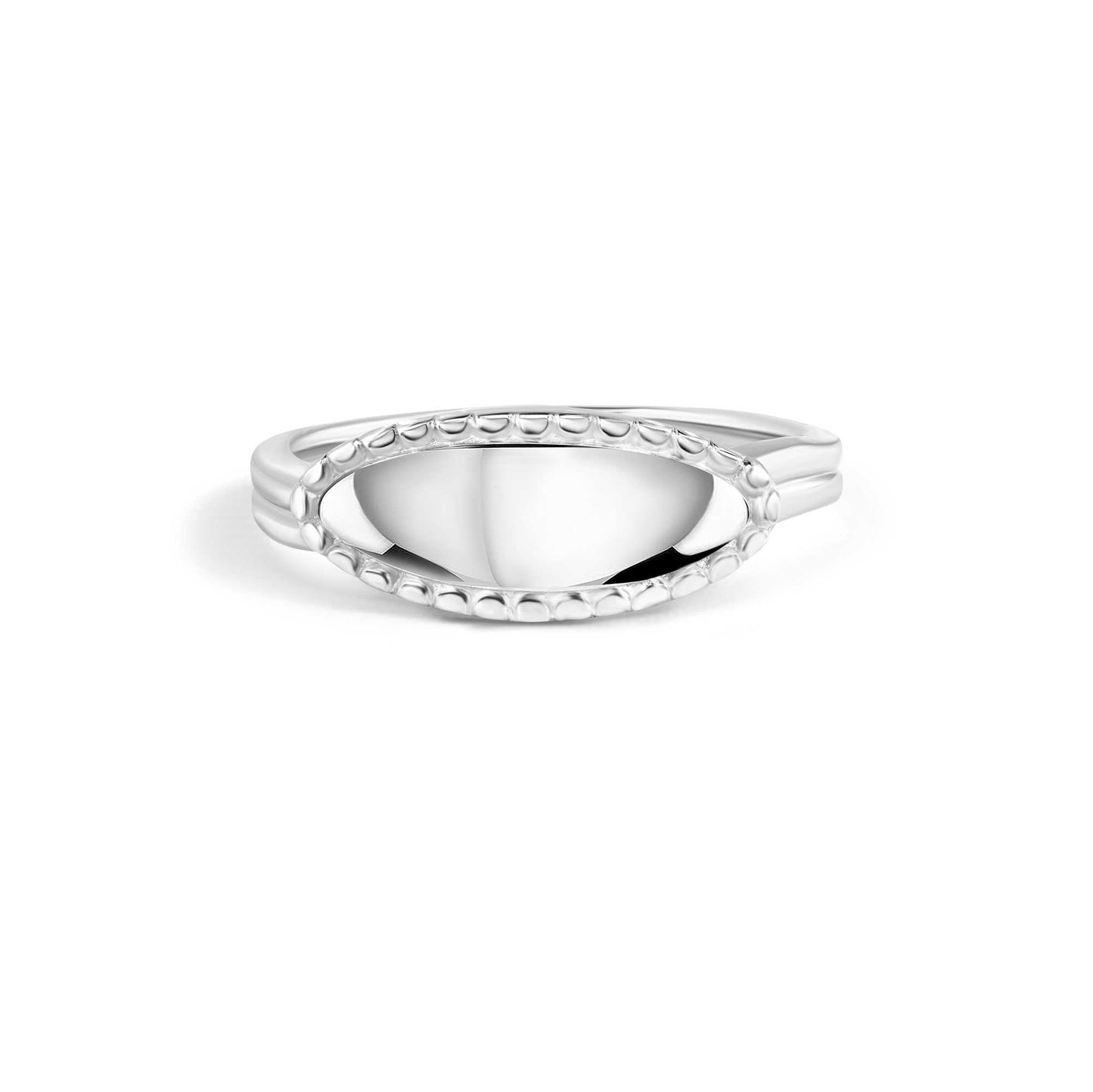 925 Sterling Silver High Polished Oval Pave Bar Unique Fashion Ring Sizes 5-9
