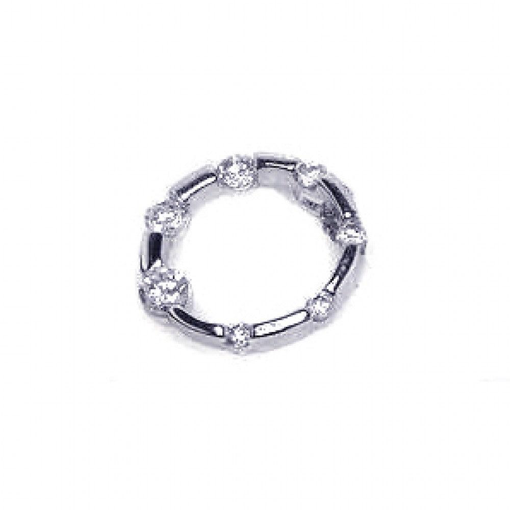 Sterling Silver 925 Rhodium Plated Open Geometric Ring Circle Clear CZ Pendant