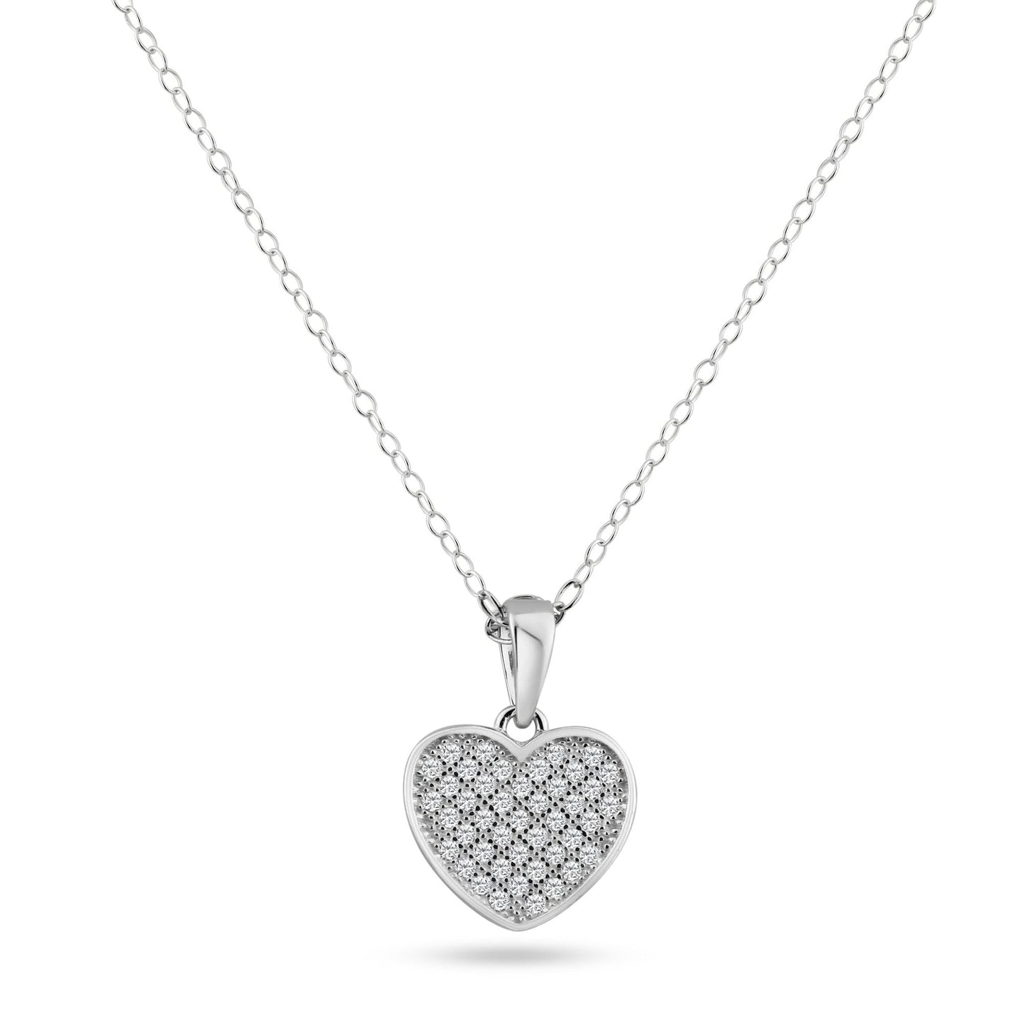 Sterling Silver 925 Rhodium Plated Promise Friendship Love Heart CZ Pendant