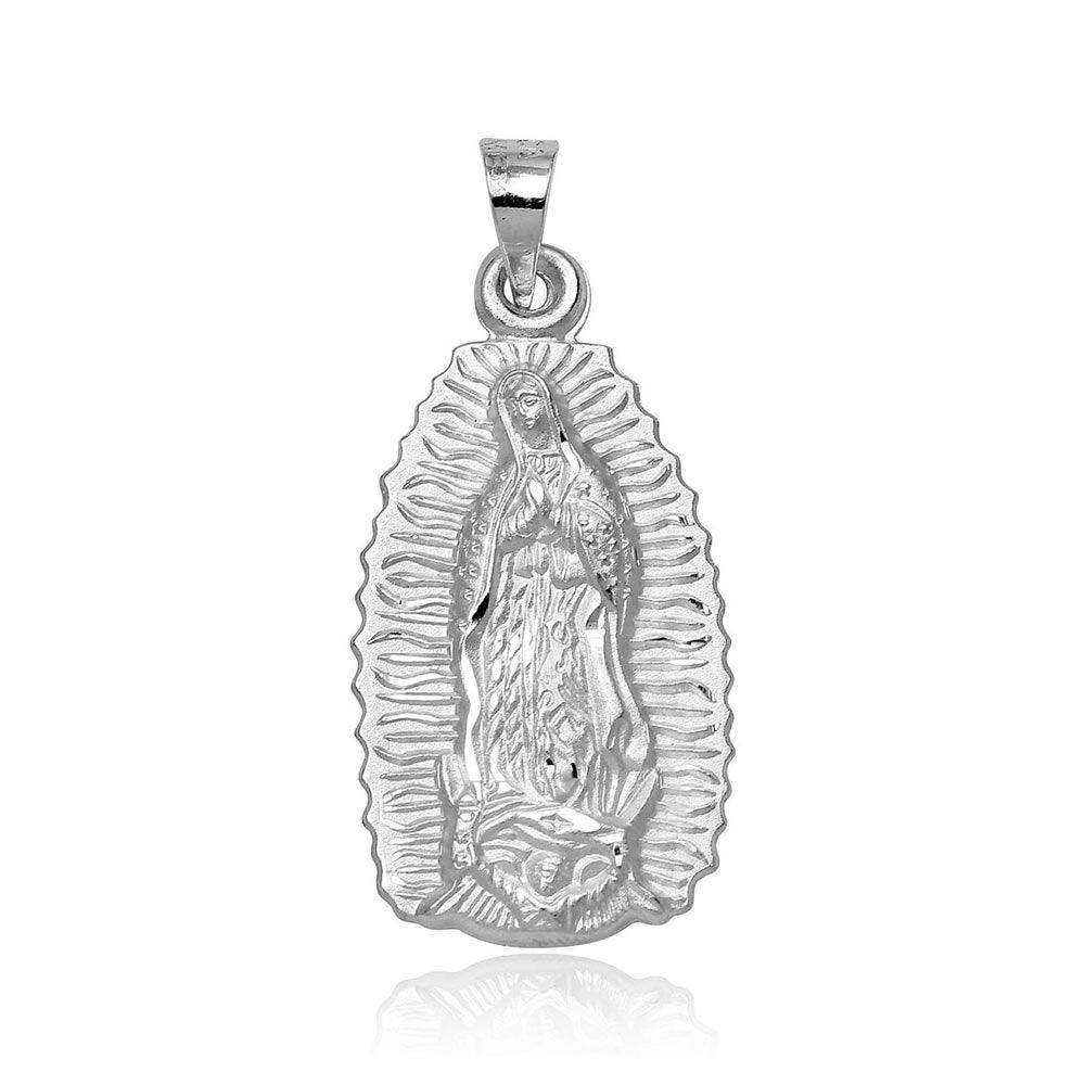 High Polished 925 Sterling Silver Our Lady of Guadalupe Saint Catholic Pendant