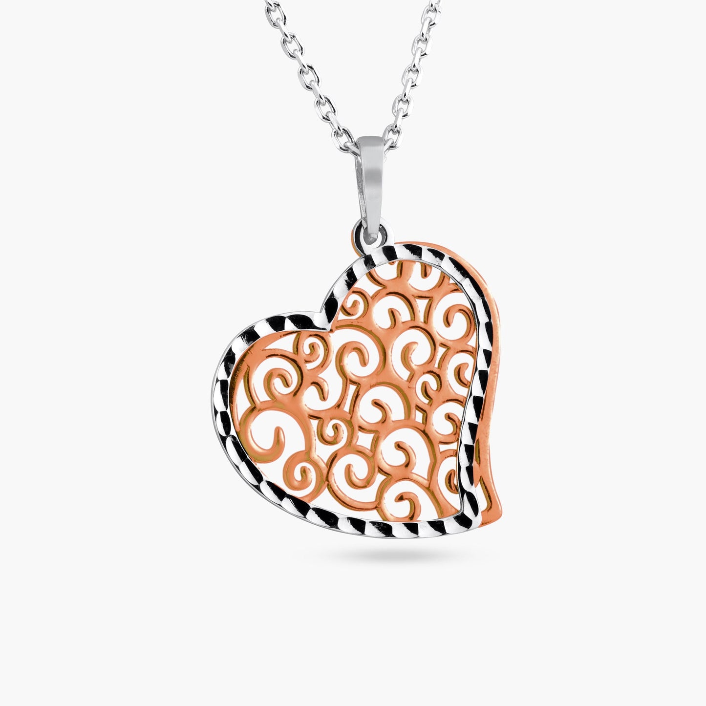 14k Rose Gold Plated 925 Sterling Silver Heart Promise Cutout Pendant Necklace