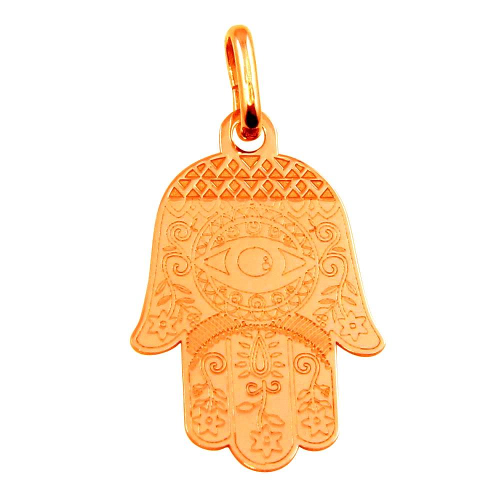 Rose Gold Plated 925 Sterling Silver Hamsa Evil Eye Flower Good Luck Pendant