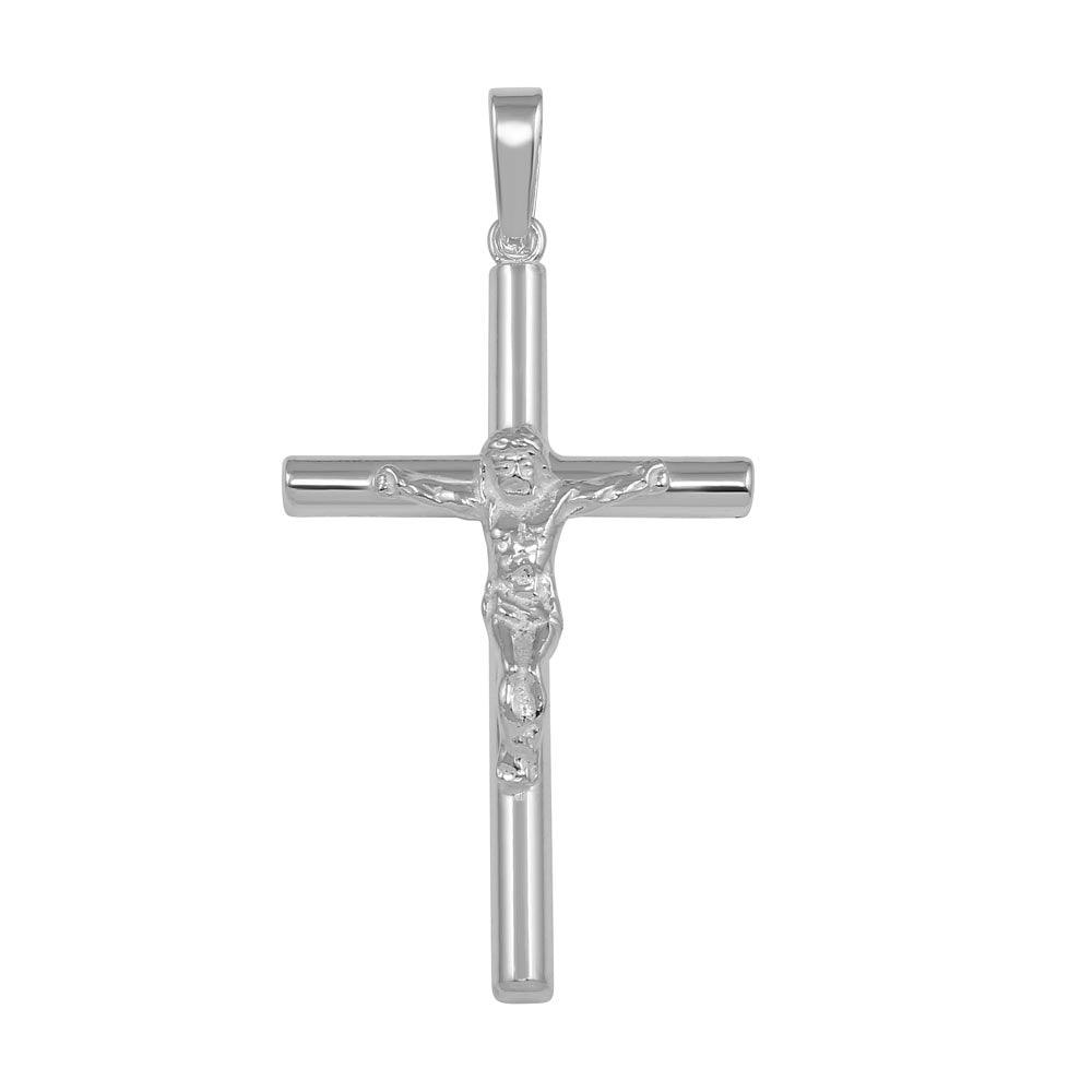 High Polished 925 Sterling Silver Small Crucifix Christian Jesus Cross Pendant