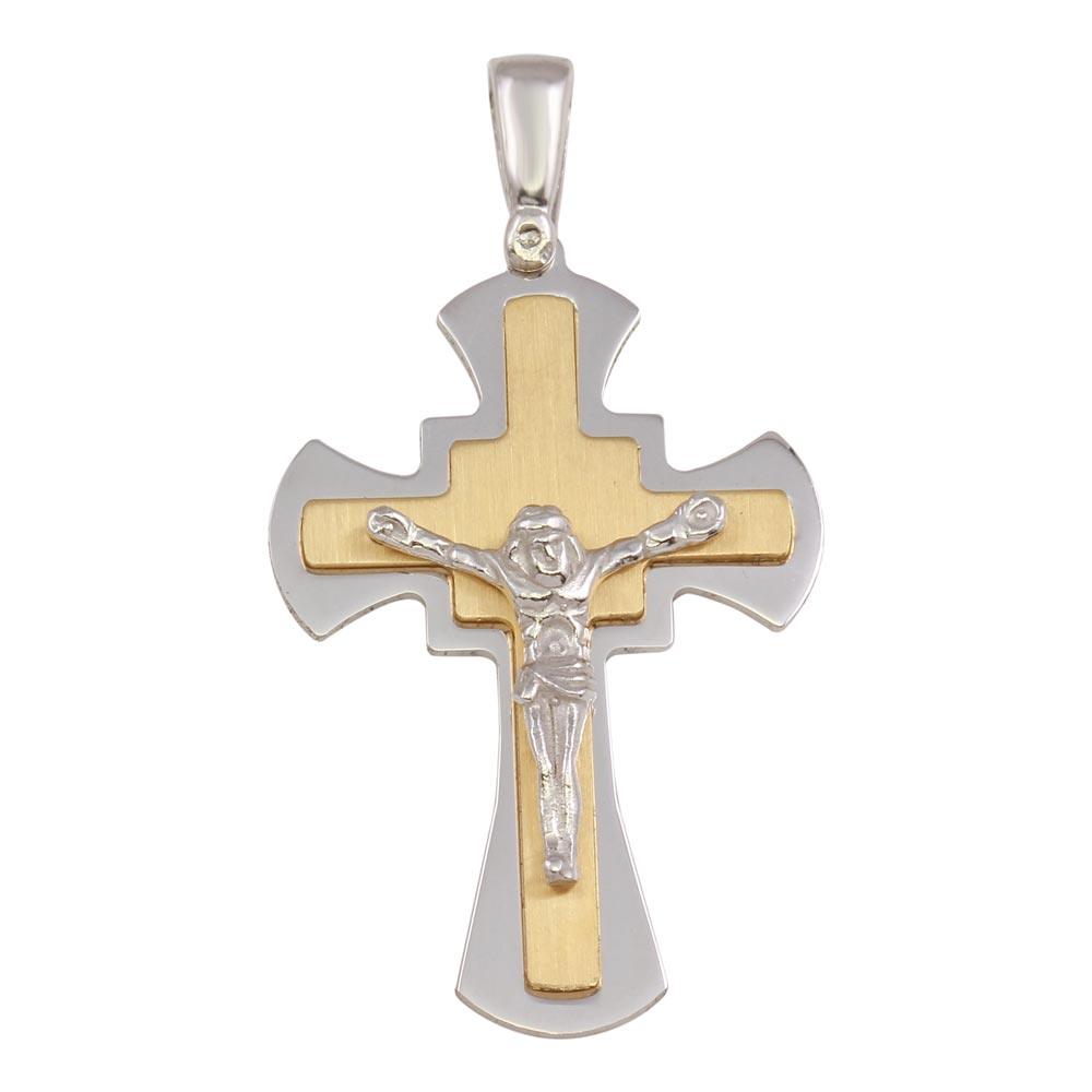 Gold Plated 925 Sterling Silver Small Crucifix Christian Cross Jesus Pendant