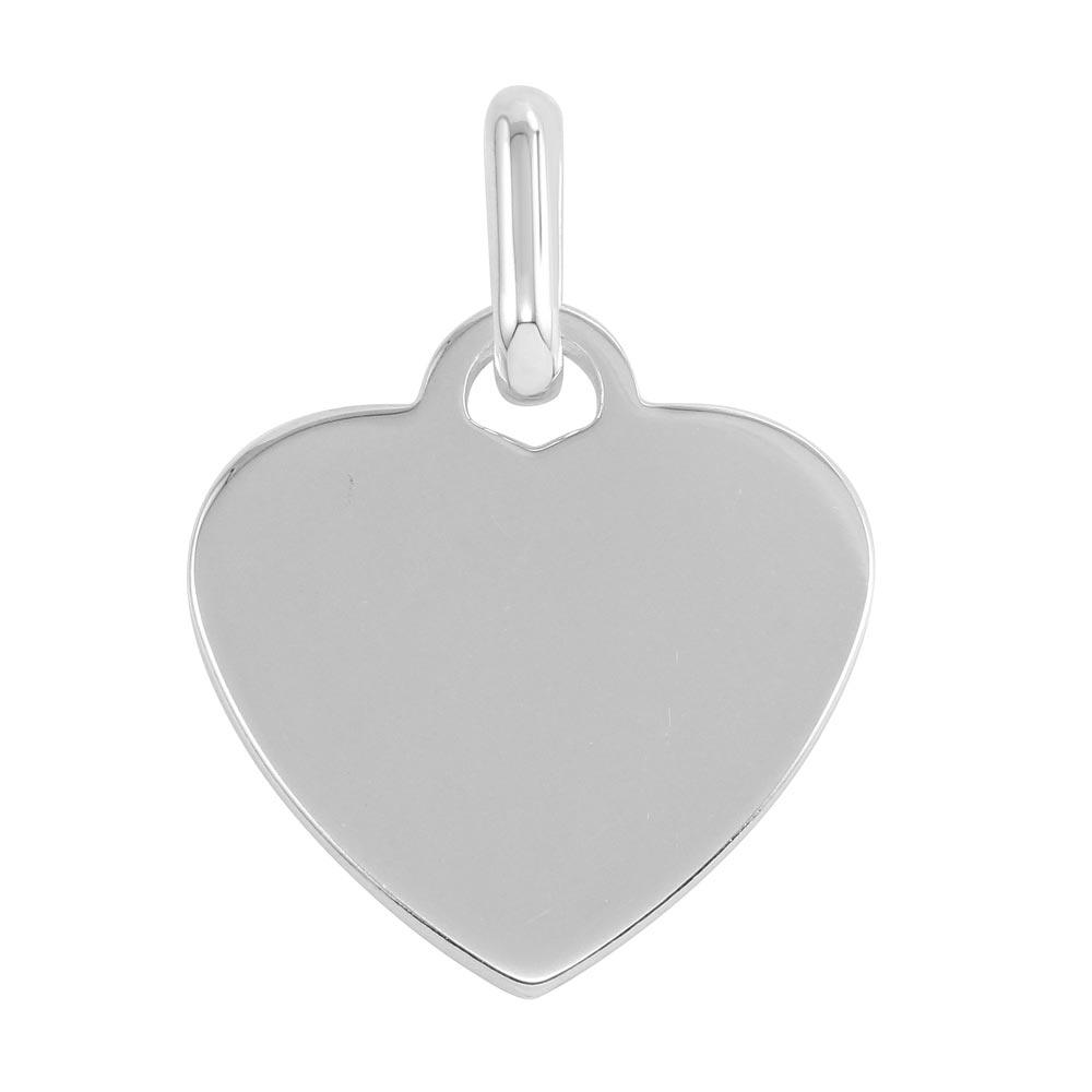 High Polished 925 Sterling Silver Engravable Heart Flat Charm Love Pendant