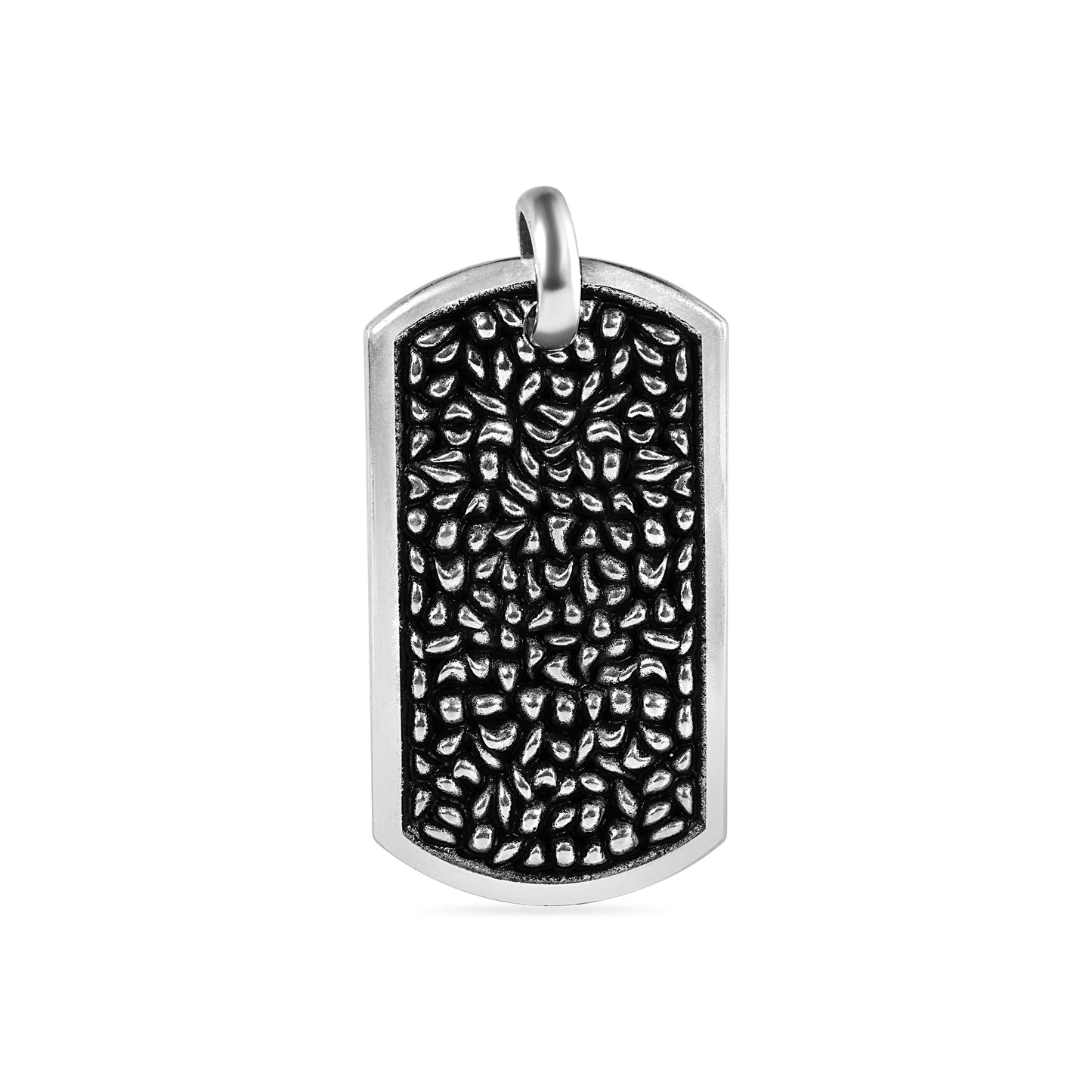 Oxidized 925 Sterling Silver Textured Nugget Dog Tag Pendant Large Charm