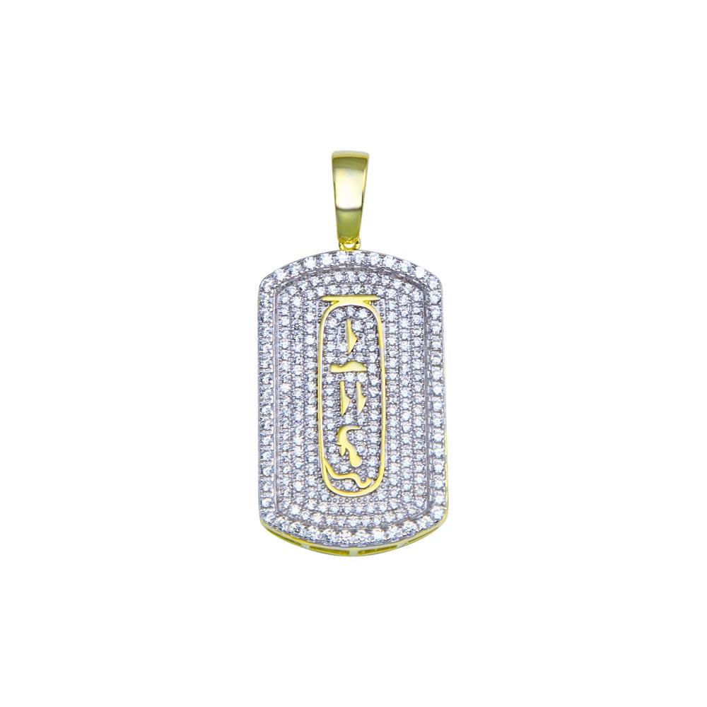 Gold Plated 925 Sterling Silver CZ Dogtag Pendant