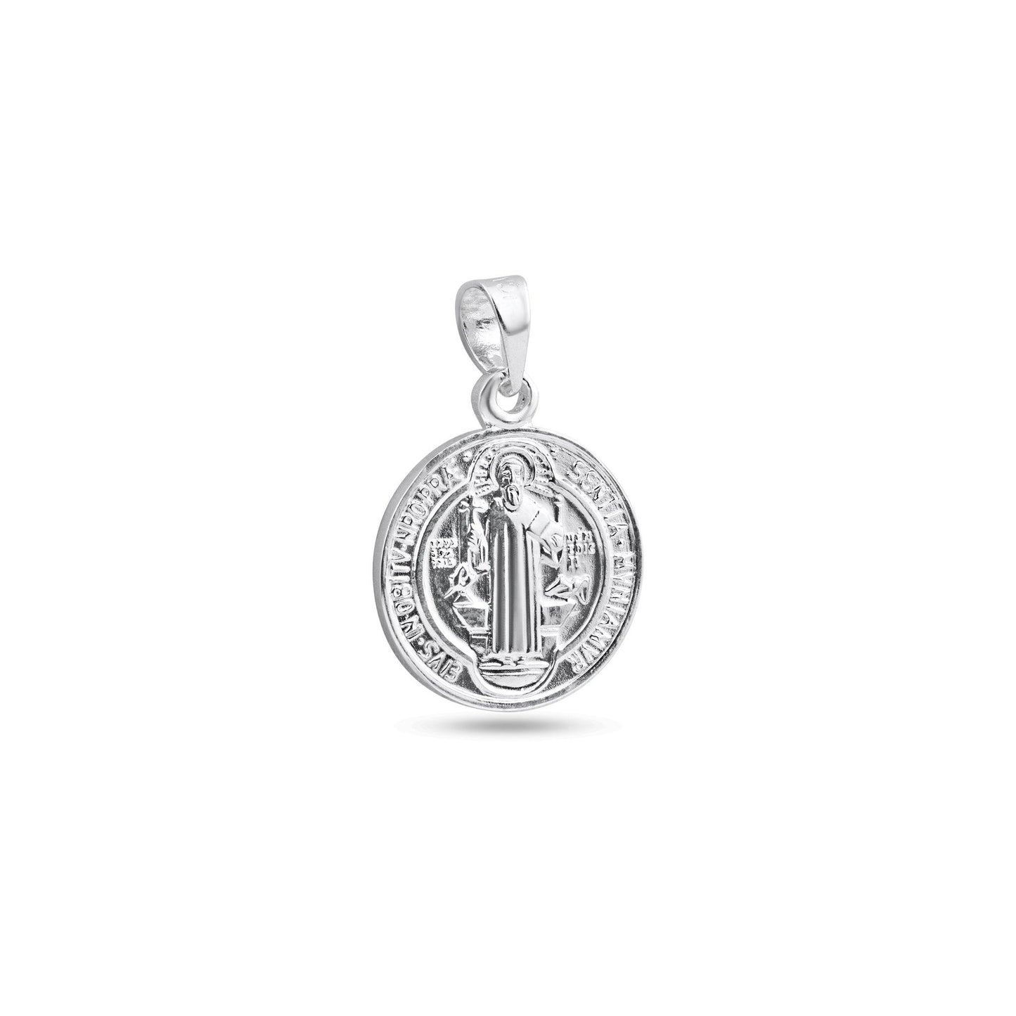 High Polished 925 Sterling Silver San Benito Medallion Catholic Saint Pendant
