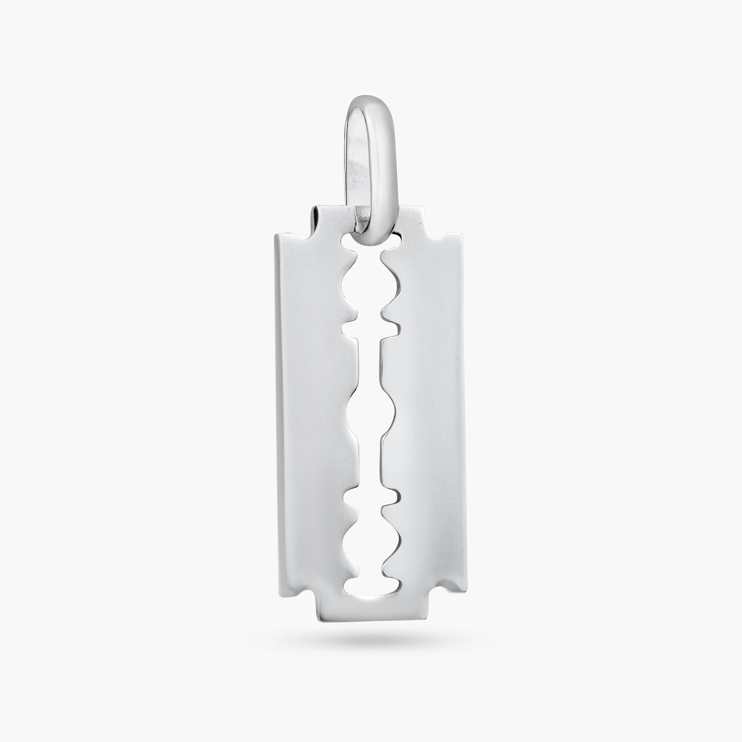 Rhodium Plated 925 Sterling Silver Engravable Razor Pendant