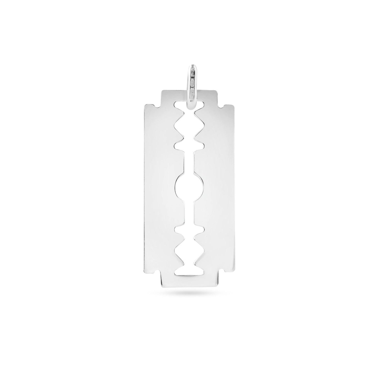 High Polished 925 Sterling Silver Razor Blade Charm Cutout Pendant
