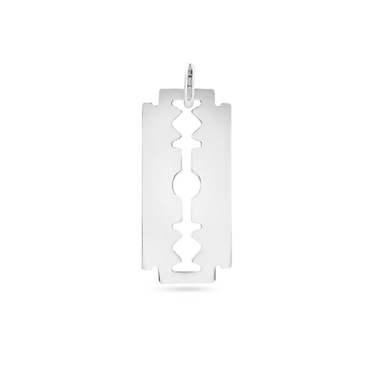 High Polished 925 Sterling Silver Razor Blade Charm Cutout Pendant
