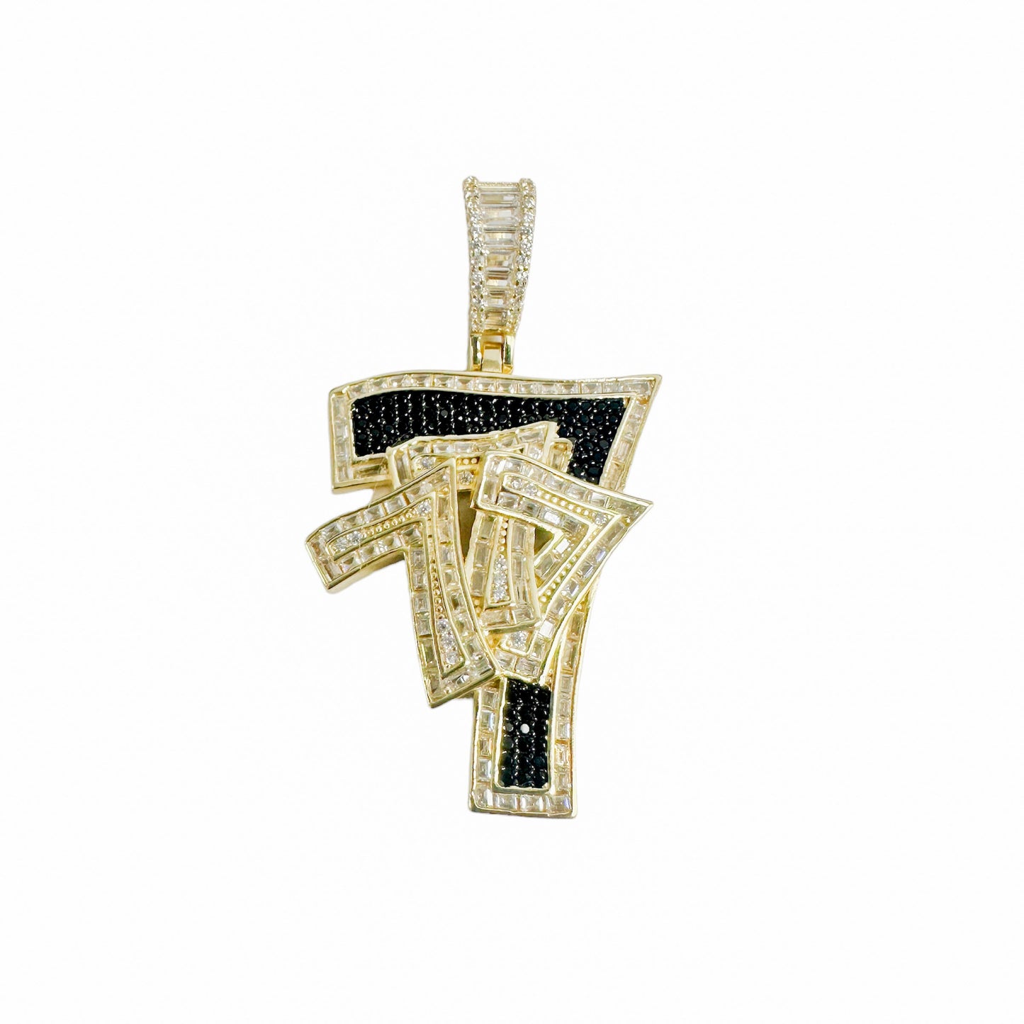 Gold Plated 925 Sterling Silver Lucky Number 7 Good Luck Vegas Gambling Pendant