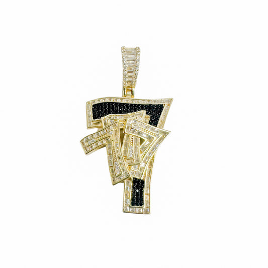Gold Plated 925 Sterling Silver Lucky Number 7 Good Luck Vegas Gambling Pendant