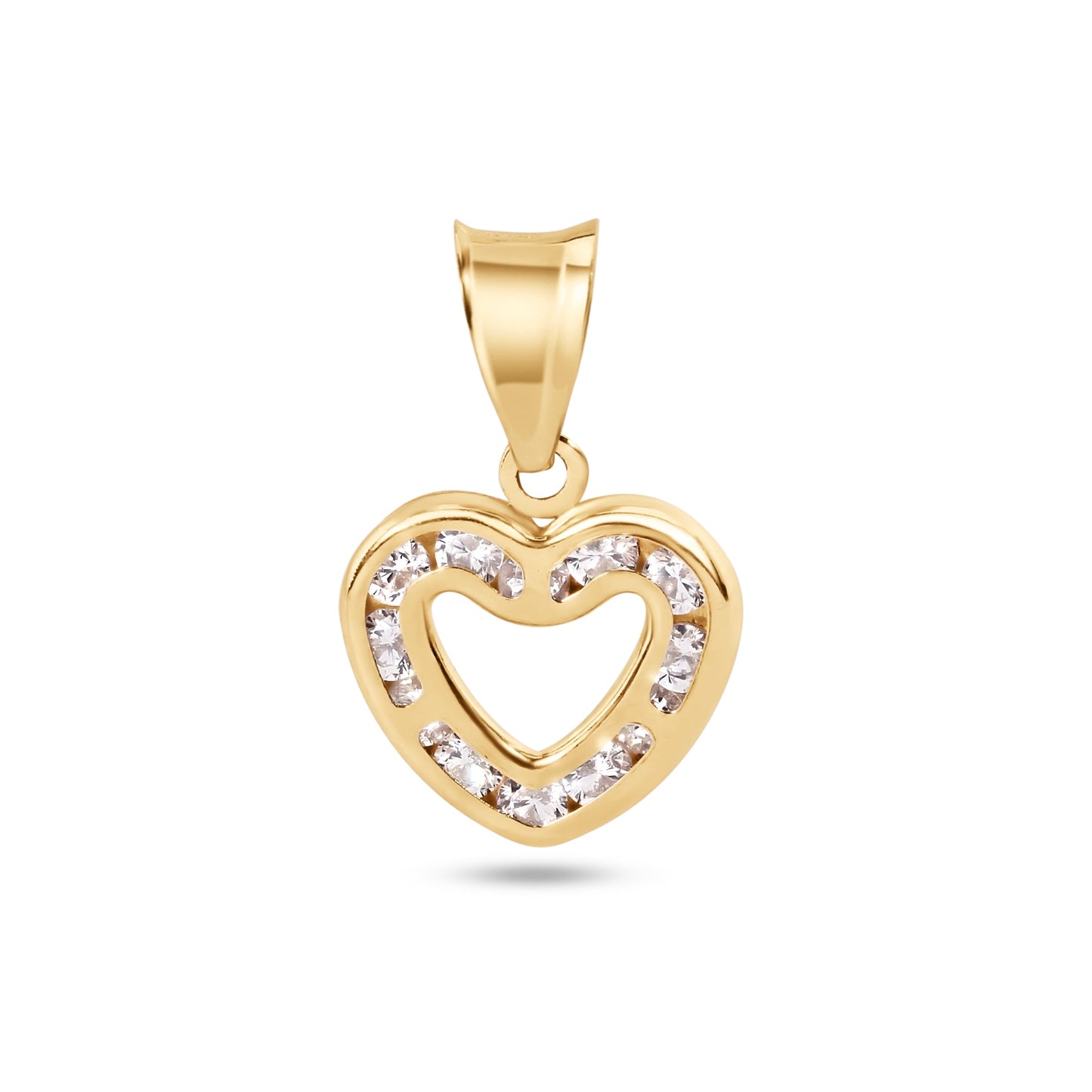 14k Yellow Gold Promise Love Friendship Girlfriend Charm Heart CZ Pendant