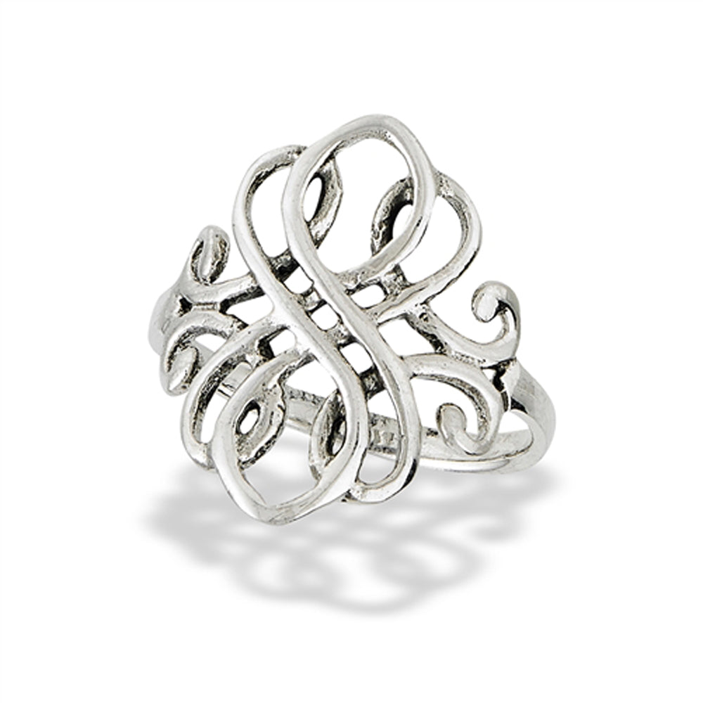 Filigree Flourish Swirl Ring New .925 Sterling Silver Band Sizes 6-10