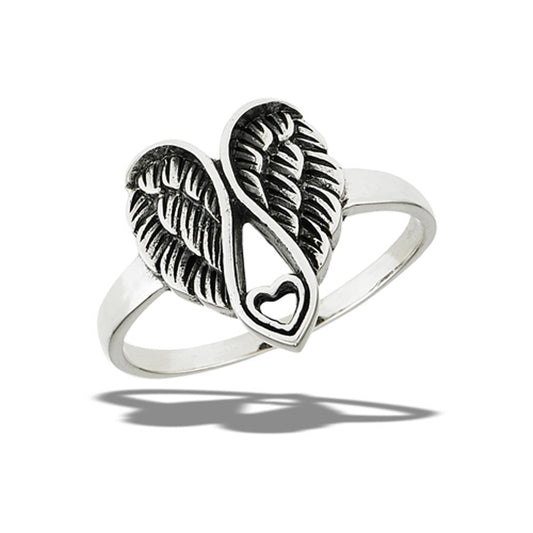 Sterling Silver Angel Wings Ring