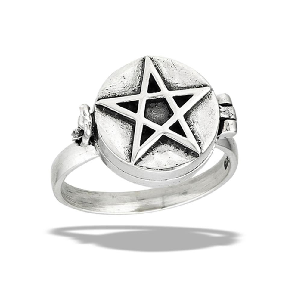 Sterling Silver Pentagram Poison (Opens) Ring
