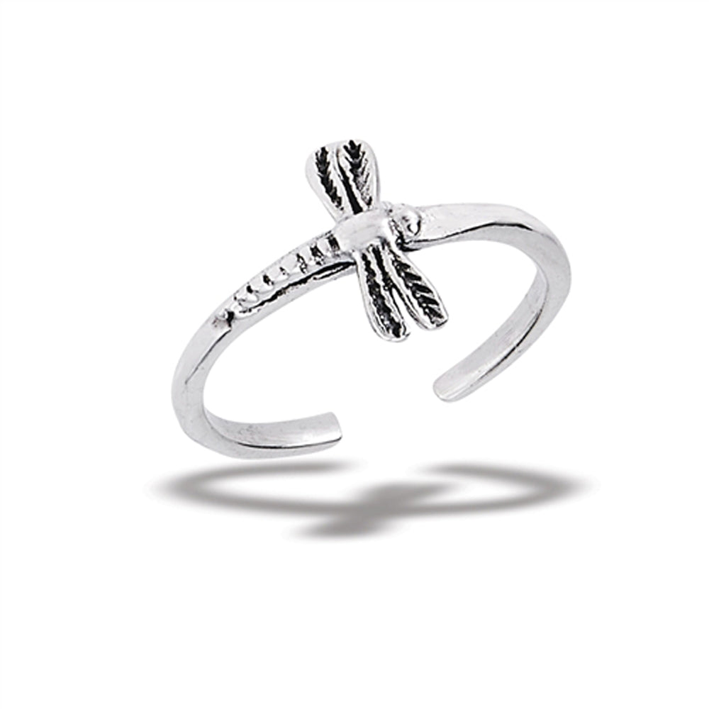 Sterling Silver Mini Dragonfly Sideways Toe & Midi Ring 925 New Adjustable Band