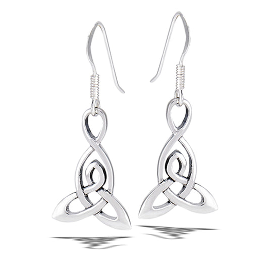 Sterling Silver Ornate Triquetra Drop Dangle Celtic Knot Infinity Earrings 925