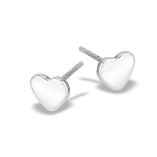 Sterling Silver Simple Promise Solid Heart Flat Love Stud Earrings 925 New