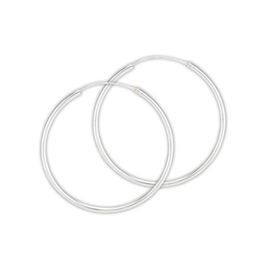 Sterling Silver Traditional Hoop Classic Continuous Earrings 925 New 45mm