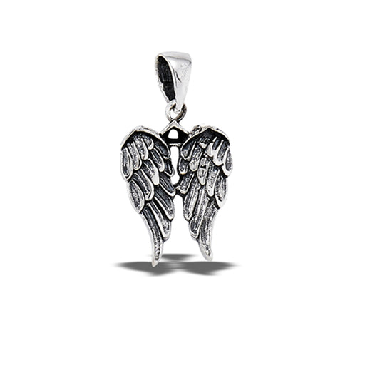 Sterling Silver Ornate Angel Wings Pendant Feather Protection Guardian Charm 925