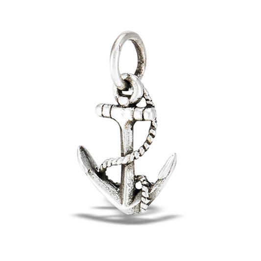Sterling Silver Traditional Anchor Pendant Rope Ship Ocean Sailor Charm 925 New