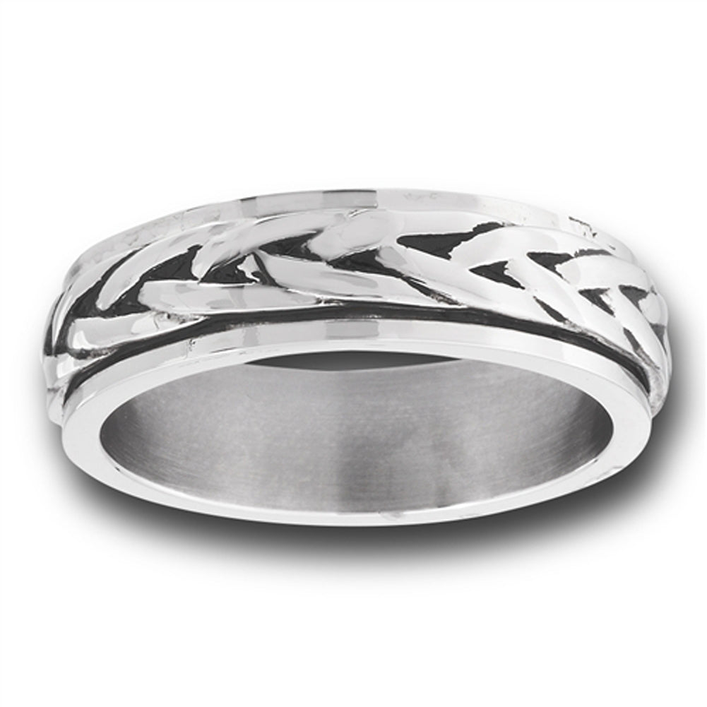 Spinner Celtic Weave Knot Wide Wedding Ring New Stainless Steel Band Sizes 7-13
