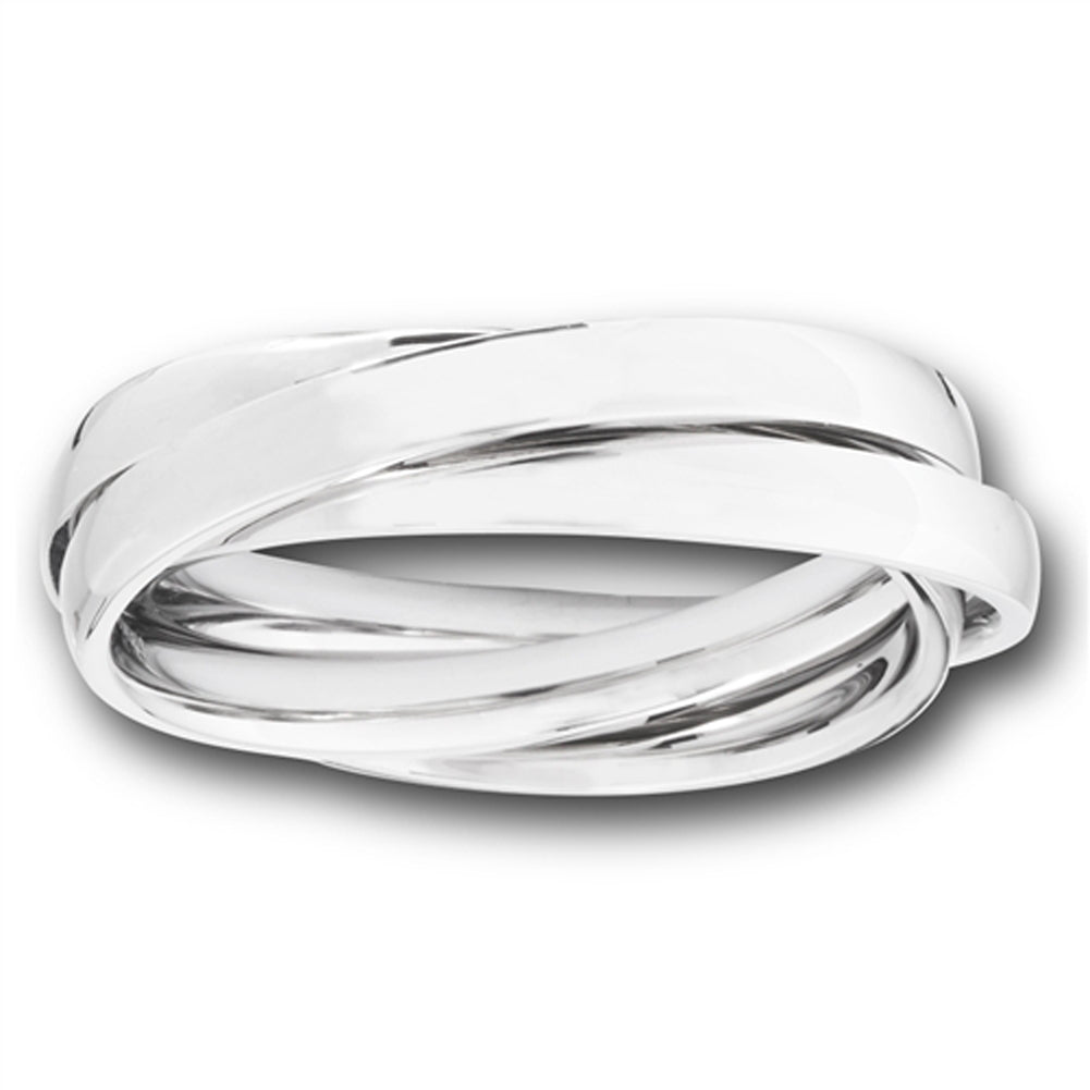 Triple Rolling Stackable Fashion Three Ring Set Stainless Steel Band Sizes 6-13