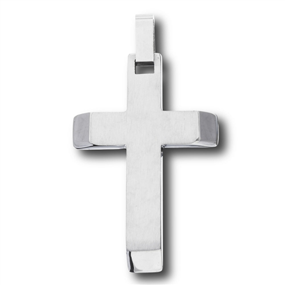 Beveled Ends High Polish Cross Pendant Heavy Wide Classic Charm