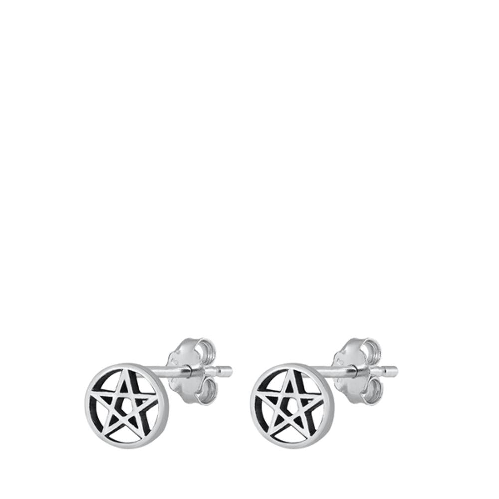 Pentagram Stud Earrings .925 Sterling Silver