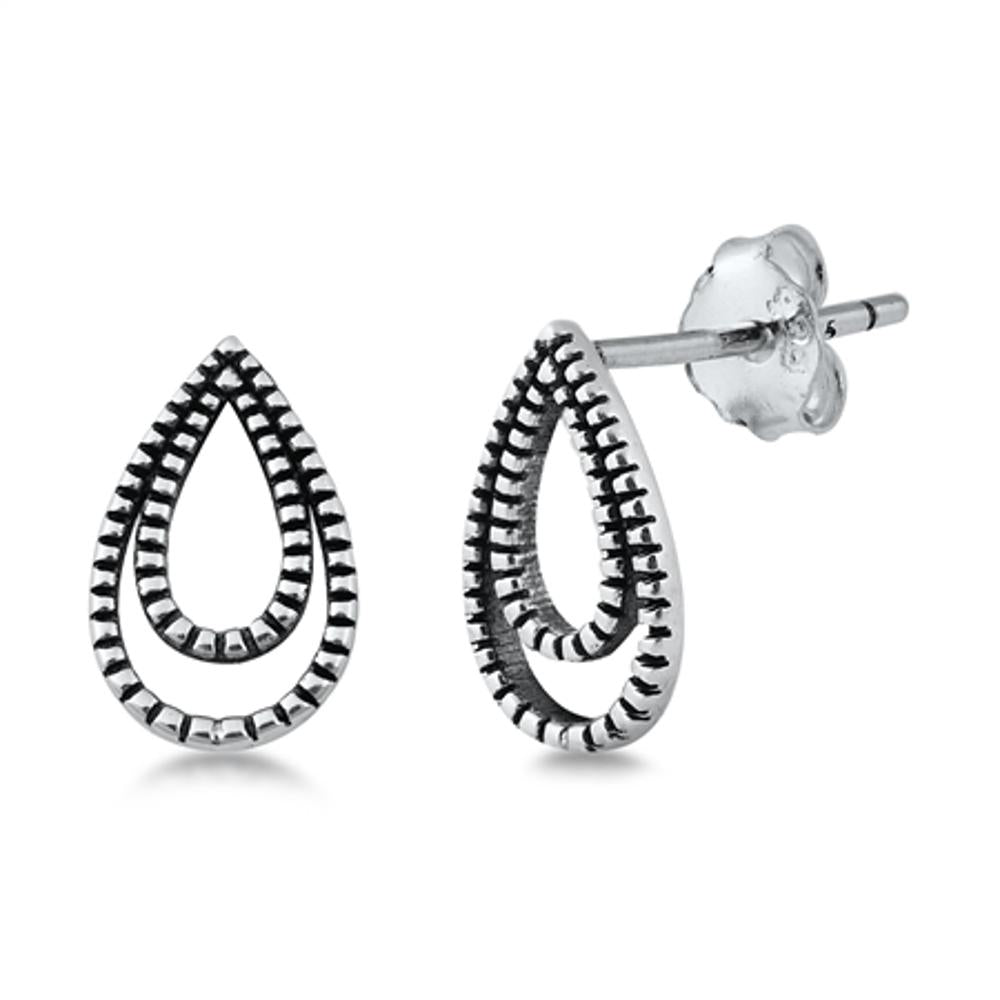Sterling Silver Beautiful Bali Stud Oxidized High Polished Earrings 925 New