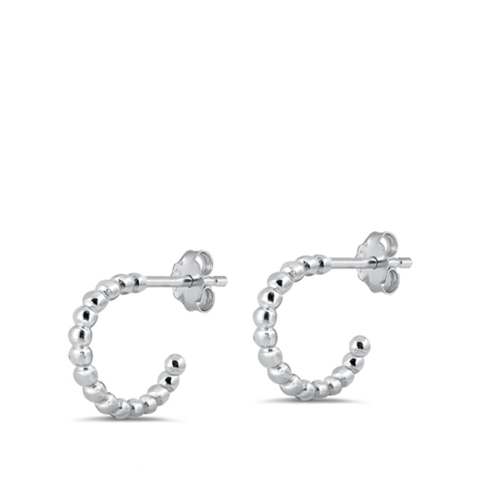 Sterling Silver Open Ball Beaded Hoop Earrings Twisted Bobble Hoop 925 New