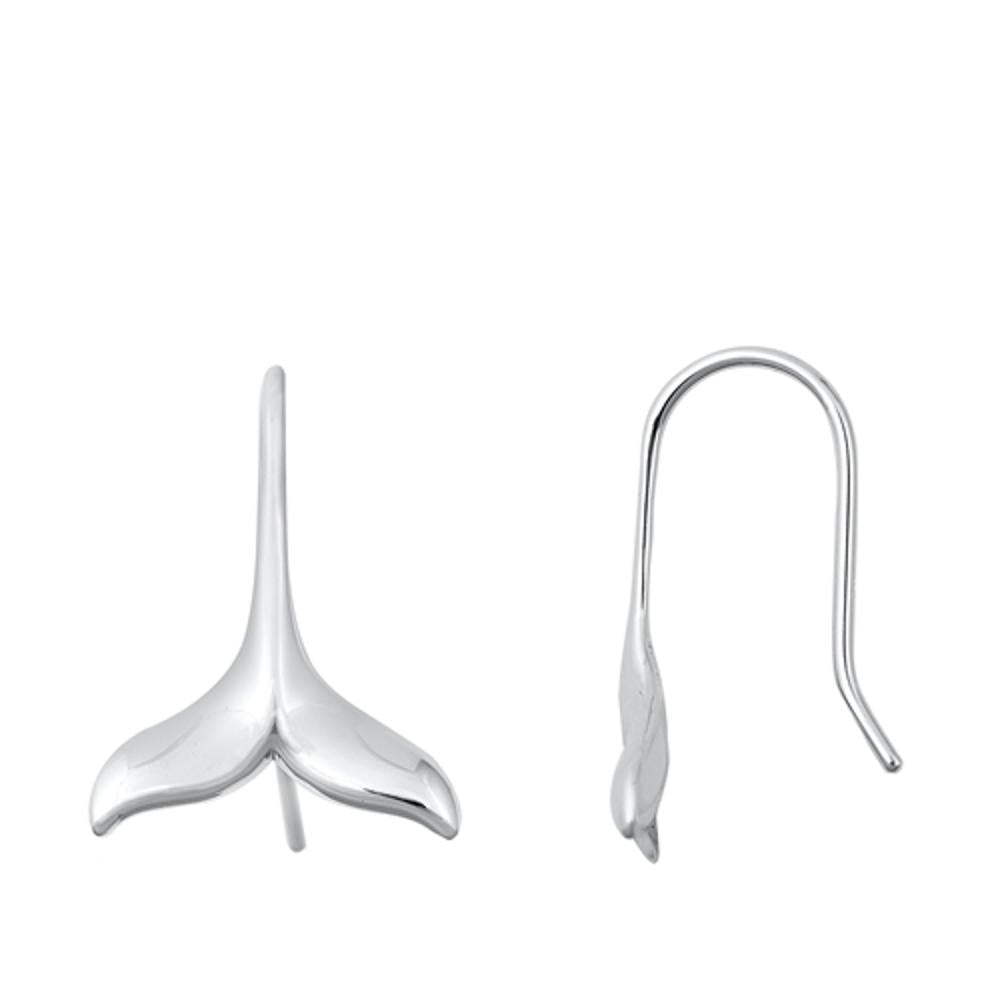 Sterling Silver Classic Hook Whale Tail High Polished Earrings 925 New