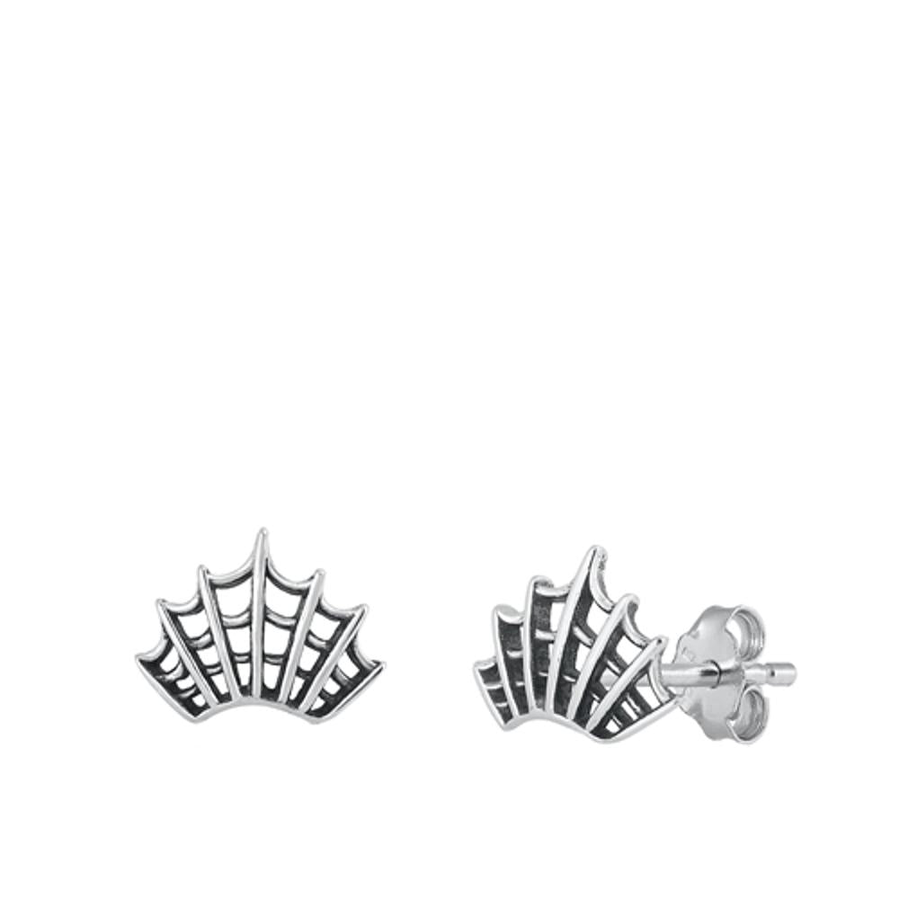 Sterling Silver Fashion Spider Web High Polished Oxidized Earrings 925 New