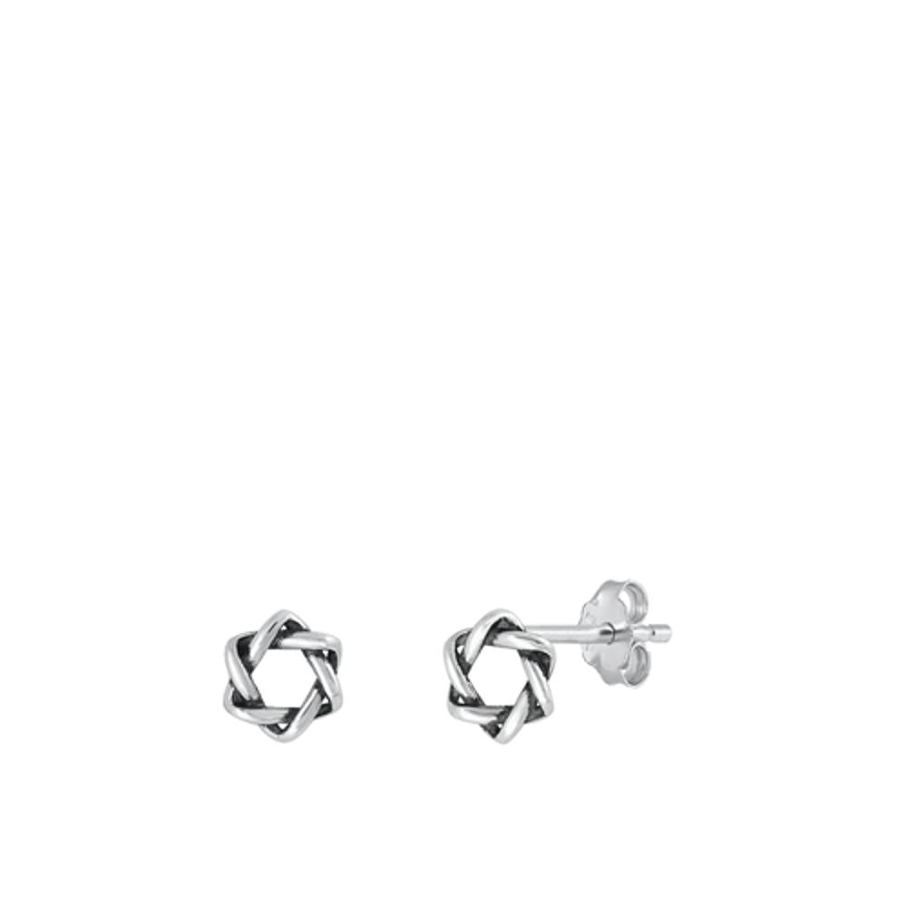 Sterling Silver Wholesale Jewish Star of David High Polished Oxidized Earrings