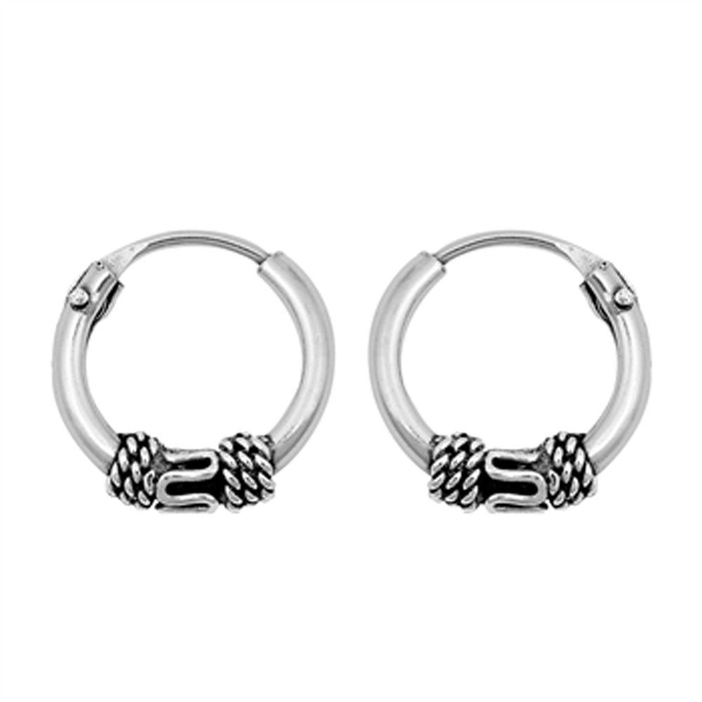 Sterling Silver Boho Statement Bali Style Weave Rope Knot Earrings 925 New