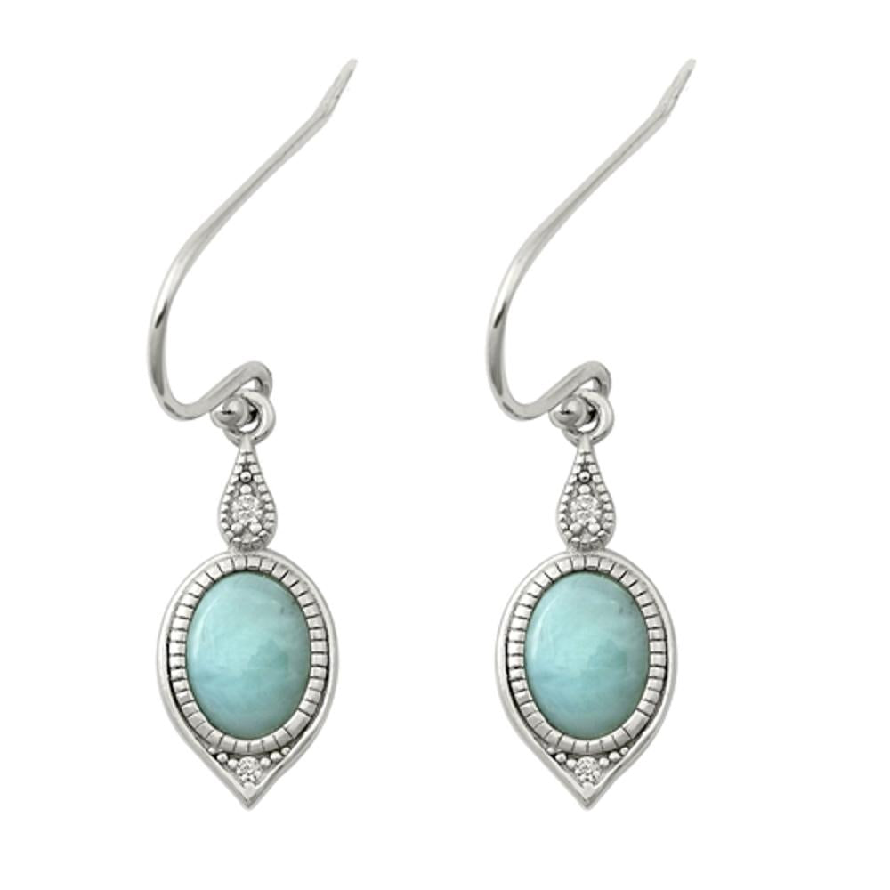 Sterling Silver Wholesale Larimar Bali Dangle High Polished Earrings 925 New
