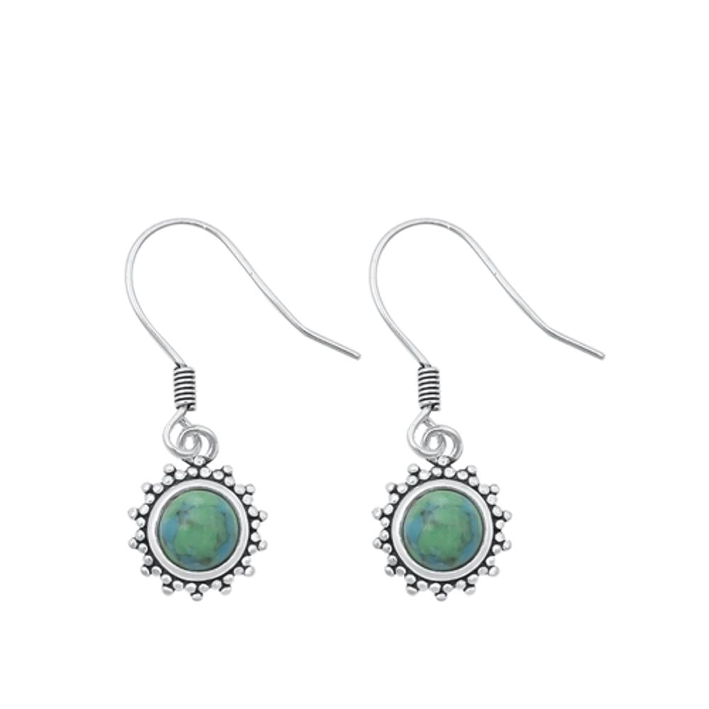 Sterling Silver Turquoise Fashion Bali Style Dangle Hook Earrings .925 New