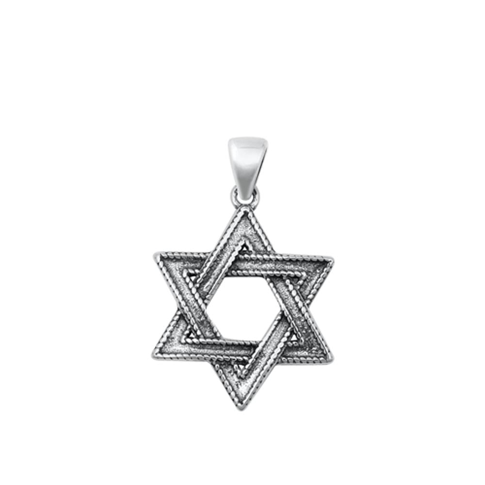 Sterling Silver Interwoven Star of David Pendant Jewish Hebrew Traditional Charm