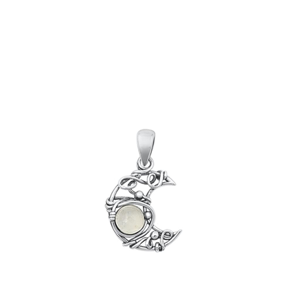 Sterling Silver Polished Moonstone Pendant Moon Wrap Bali Charm 925 New