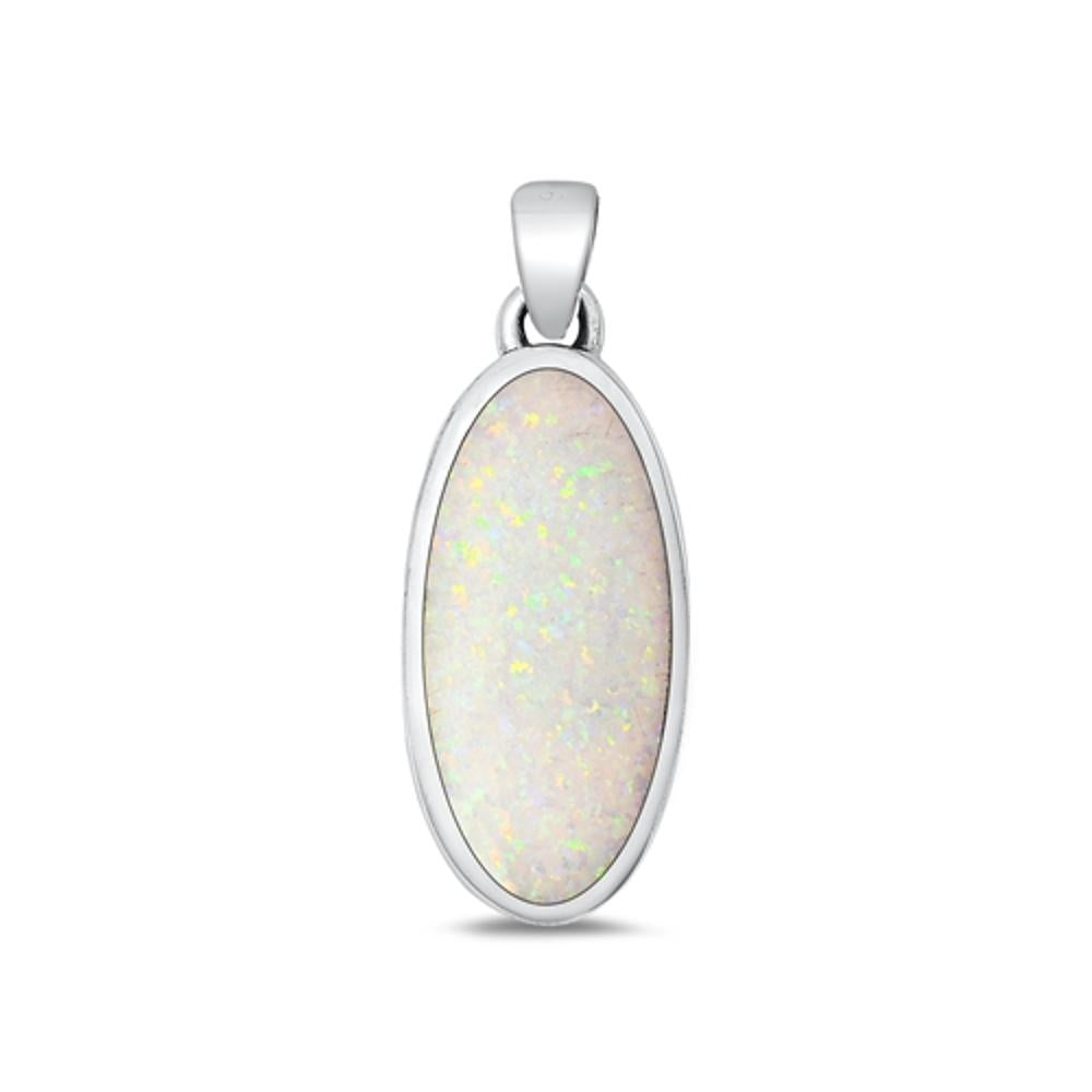 Sterling Silver Wholesale White Synthetic Opal Pendant High Polished Charm .925