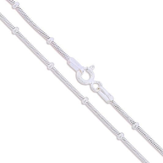 Sterling Silver Snake Chain 1.1mm w/ Soild 925 Italy Necklace w/ Ball Beads