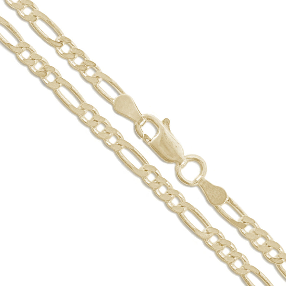 14k Yellow Gold Solid Figaro Link Chain 2.6mm Necklace