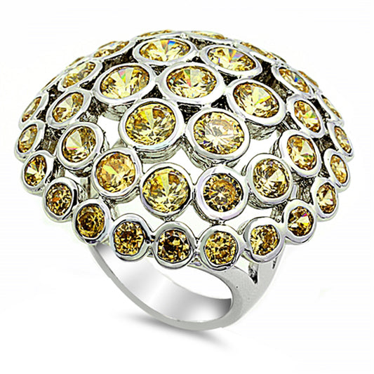 Peridot CZ Wide Bezel Round Ring New .925 Sterling Silver Band Sizes 6-9