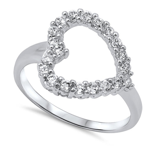 Clear CZ Promise Micro Pave Heart Ring New .925 Sterling Silver Band Sizes 5-11