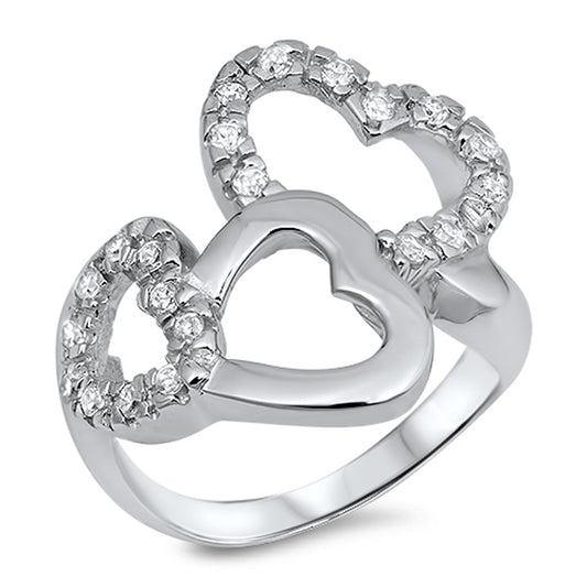 Clear CZ Heart Loop Knot Promise Ring New .925 Sterling Silver Band Sizes 5-9