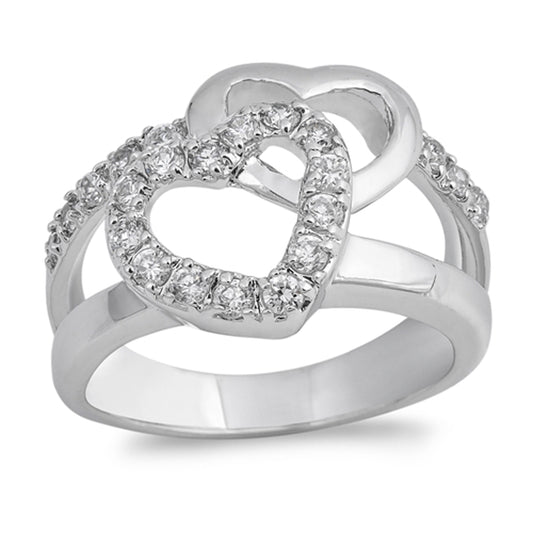 Clear CZ Infinity Knot Heart Promise Ring .925 Sterling Silver Band Sizes 5-10
